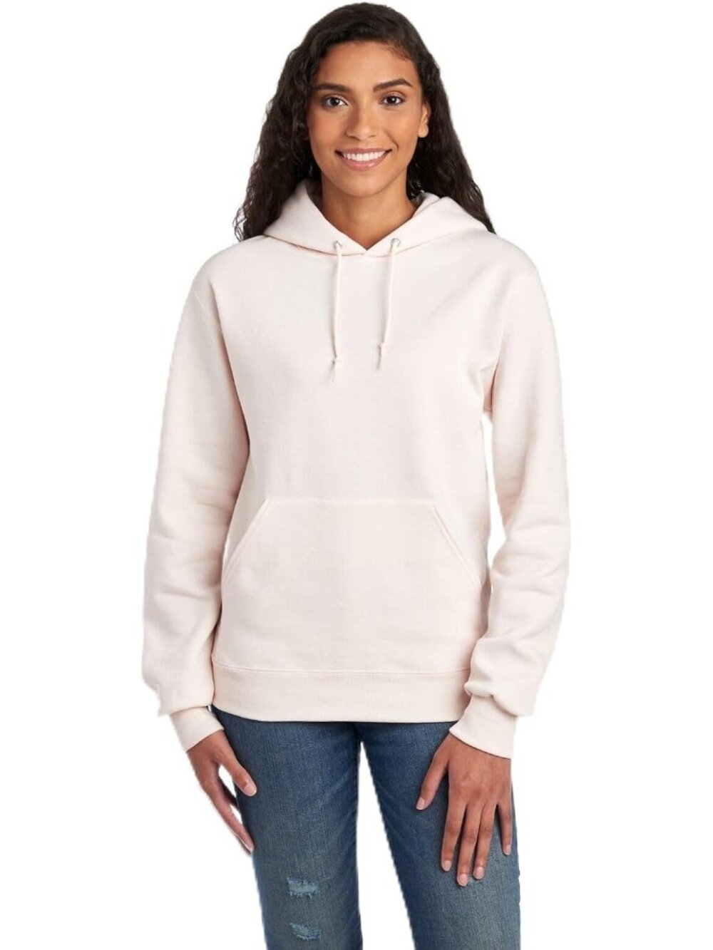 Jerzees Men's Cream Heather Long Sleeve Nublend Pullover Sweatshirts Hoodies